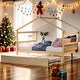 preview thumbnail 1 of 49, Kid Bed Frame Full Size Wooden House Platform Bed with Twin Size Trundle Natural