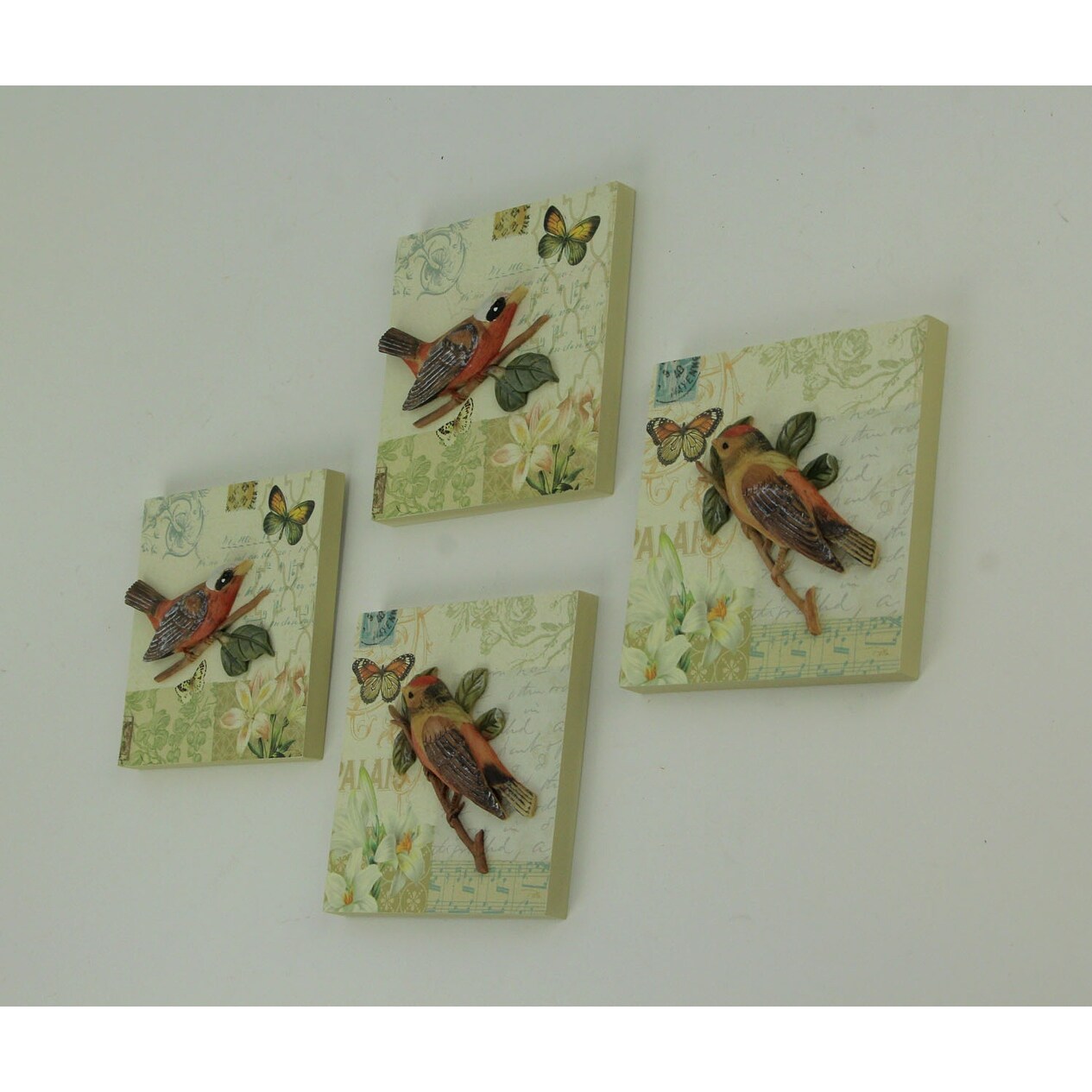 Shop Colorful Ceramic 3d Birds On Branches Wall Decor Set Of 4