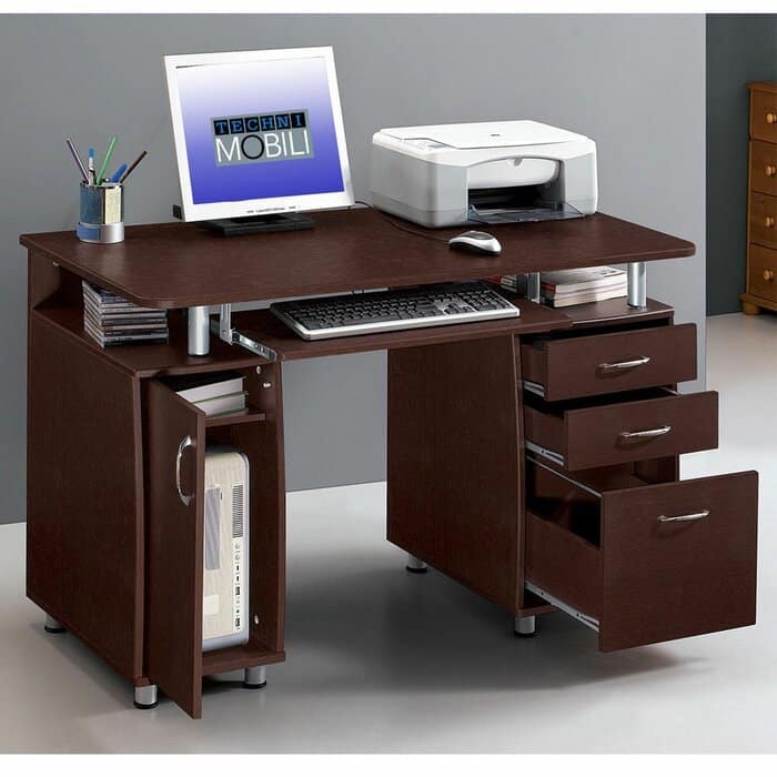 Porch & Den Shadywood Black 1-door 3-drawer Computer Desk