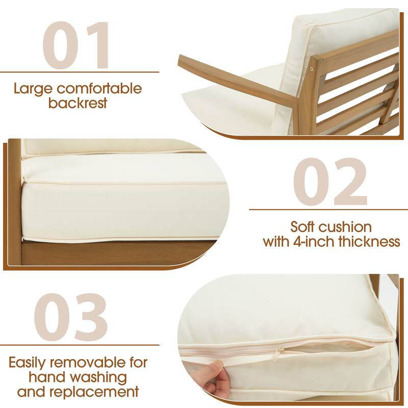 Outdoor 4 Piece Leisure Solid Wooden Chair Set