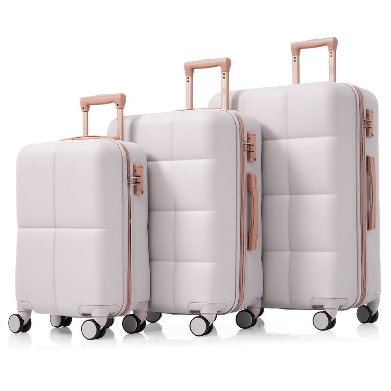 Merax 3 Piece Carry-on Luggage Set, ABS Hard Shell Lightweight Durable Luggage w/USB Port, Cup Holder and Spinner Wheels