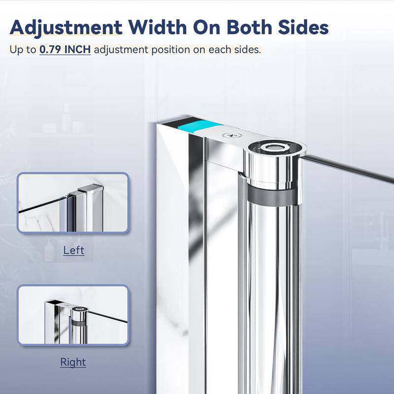 Elegant Bi-Fold Frameless Pivot Swing Shower Door Enclosure with Clear Glass Panel and Hardware Kit Reversible Installation