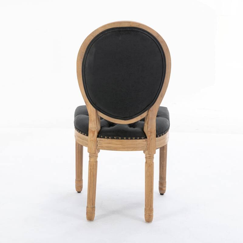 French Style Solid Wood Frame Antique Painting Linen Fabric Back Dining Chair