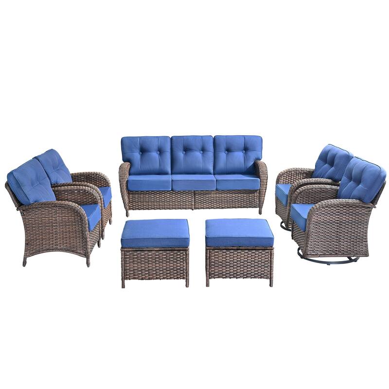7 Pieces Pocassy Sofa Chairs Ottoman with Swivel Chairs