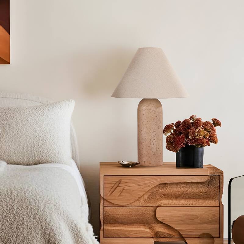 Painted Ceramic Accent Table Lamp with Cone Linen Shade