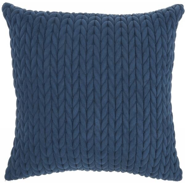 Chunky Braid Lumbar Pillow - 18"X18" - Polyester - Blue