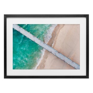 Stupell Aerial View Pier Beach Under Glass Framed Design By Jeff Poe ...
