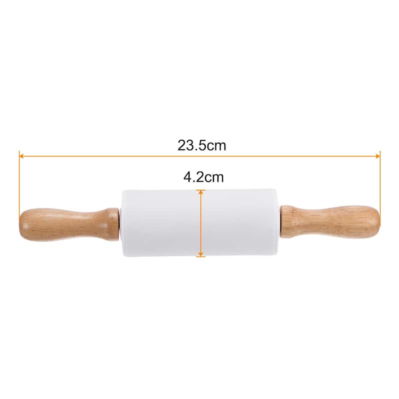 Kitchen Silicone Rolling Pins for Baking Non-stick - White - 23.5cm x 4.2cm