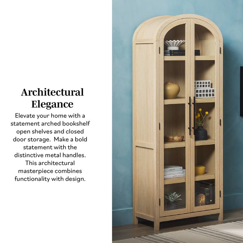 Middlebrook Designs Arched Tall Bookcase with Glass Doors