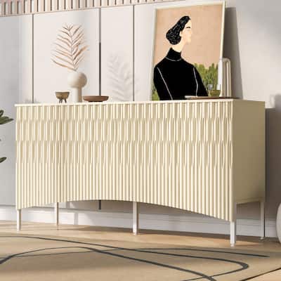 Elegant Sideboard Featuring Curved Bottom Doors with Arched Groove Design in a Stylish Four-Door Layout