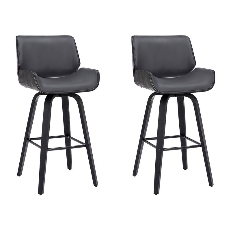 Tyler Mid-Century Swivel Bar Stool, Upholstered Counter Height Chair with Bentwood Legs