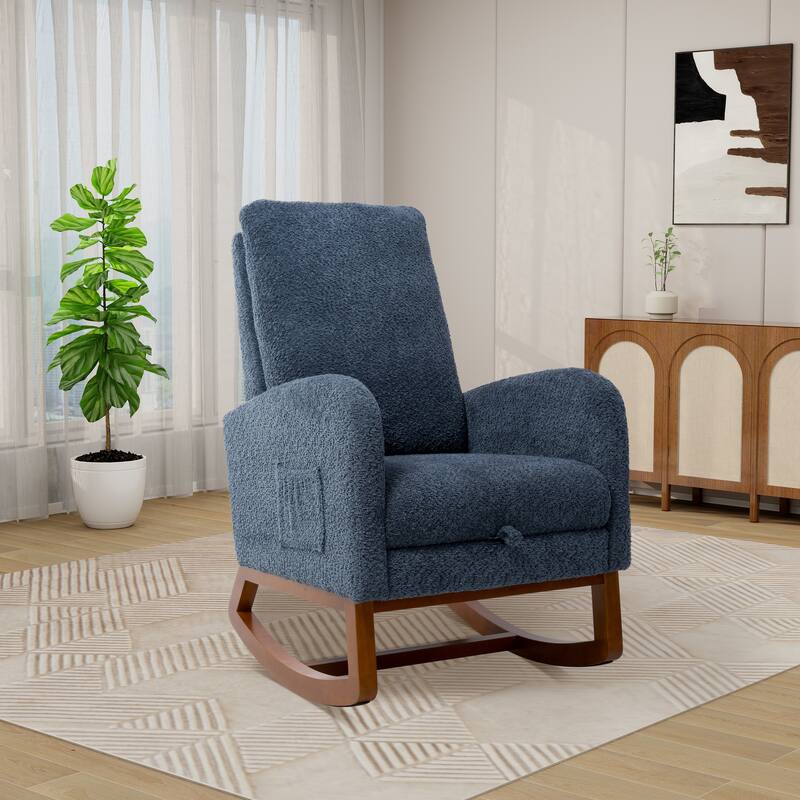 25.4"W High Back Rocking Chair with Retractable Footrest