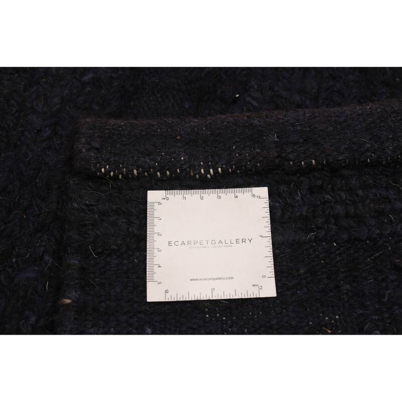 ECARPETGALLERY Flat-Weave Natural Navy Wool Tapestry Kilim - 6'8 x 6'6