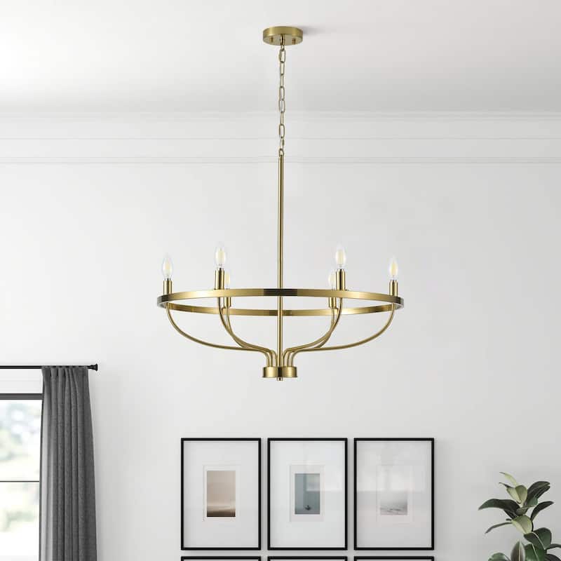 Industrial 6-Light Metal Candle Style Chandelier Light Fixture for Dining Room Kitchen Island