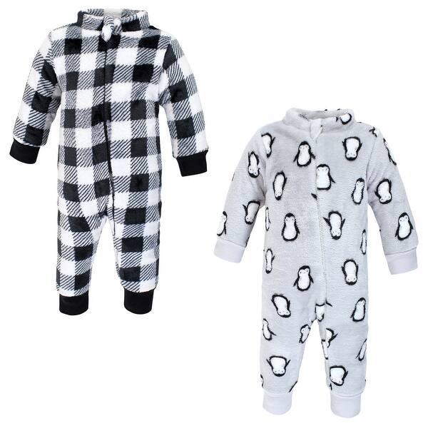 slide 1 of 1, Hudson Baby Unisex Toddler Plush Jumpsuits, Gray Penguin 2T - Gray Penguin