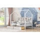 preview thumbnail 12 of 22, Wooden Twin House Bed with Storage Drawers and Shelf, Playhouse Bed for Kids