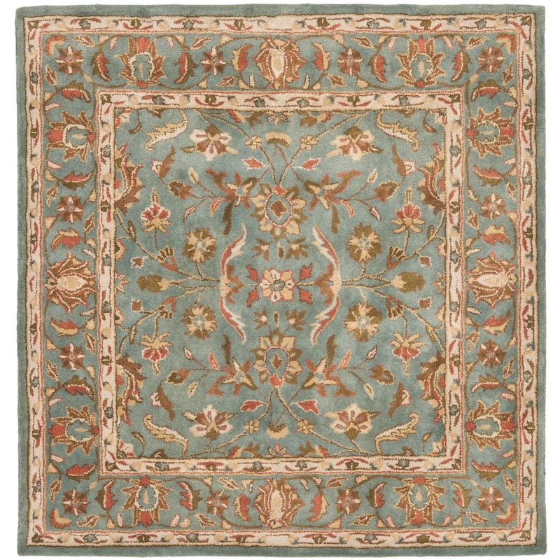 SAFAVIEH Handmade Heritage Bloomfield Traditional Oriental Wool Rug - 6' Square - Blue/Blue