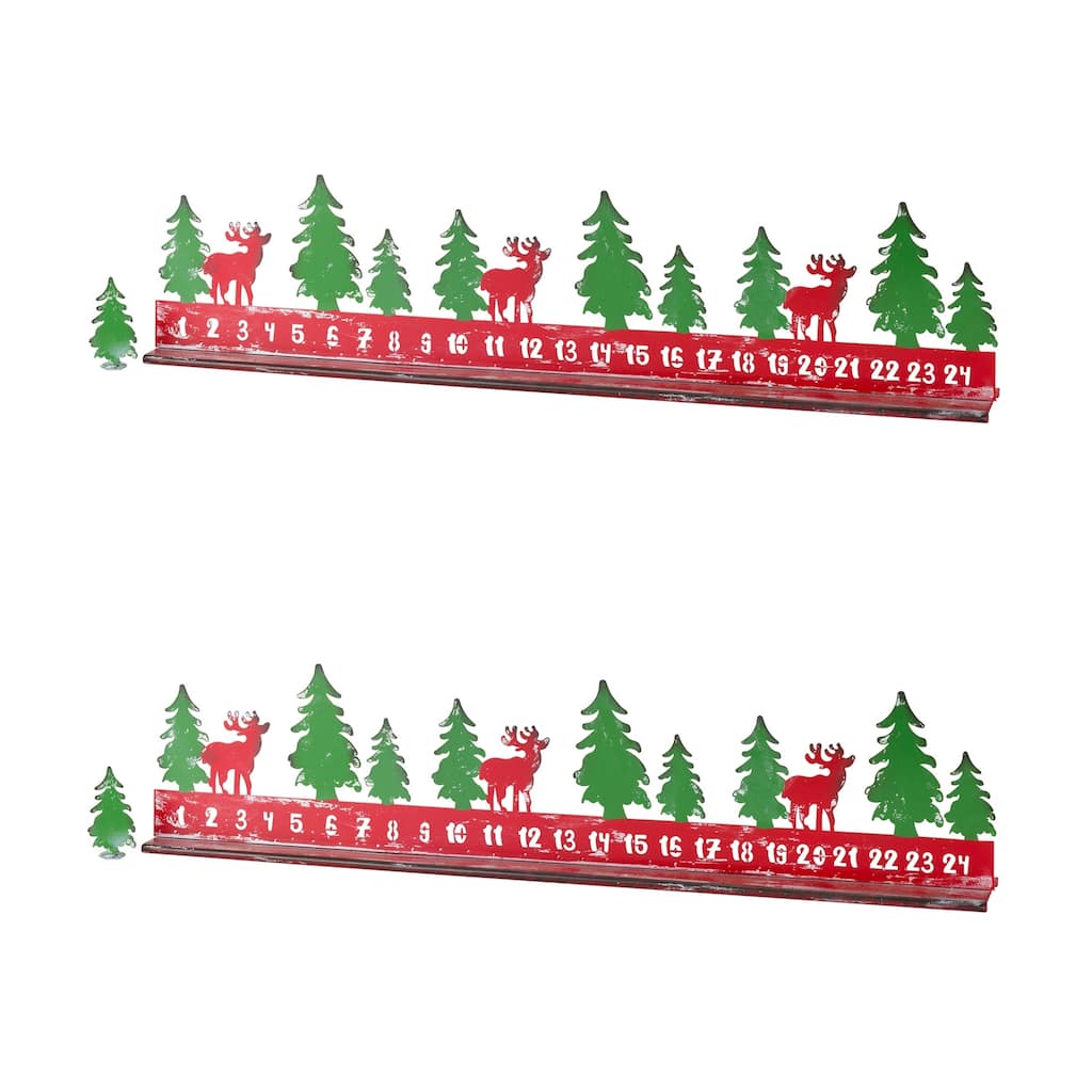 Metal Christmas Countdown (Set of 2) - GRE/RED