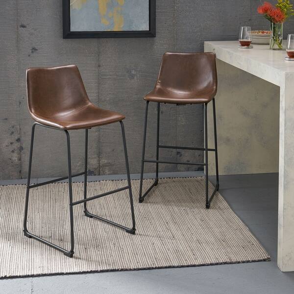 Cedric Faux Leather Barstools (Set of 2) by Christopher Knight Home