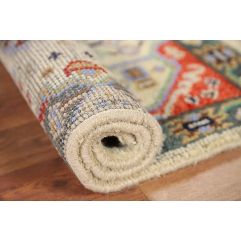 Geometric Kazak Indian Accent Rug Handmade Wool Carpet - 2'0" x 3'0"