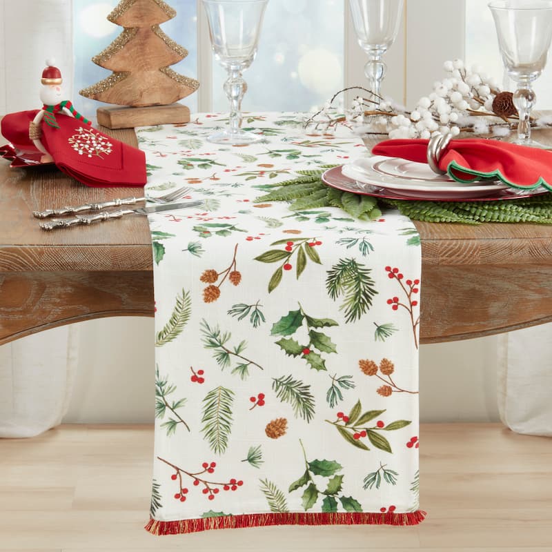Holly Branch Table Runner - 13"x72"