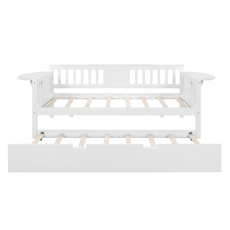 Twin Pine Daybed with Trundle & Foldable Shelves