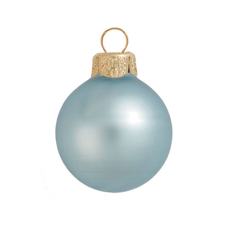 Matte Glass Christmas Ball Ornaments - 3.25" (80mm) - Baby Blue - 8ct