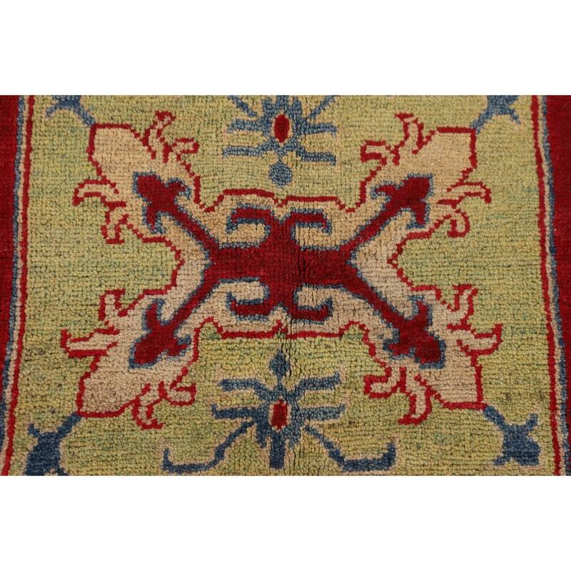 Traditional Kazak Oriental Area Rug Handmade Geometric Red Wool Carpet - 4'3" x 6'4"