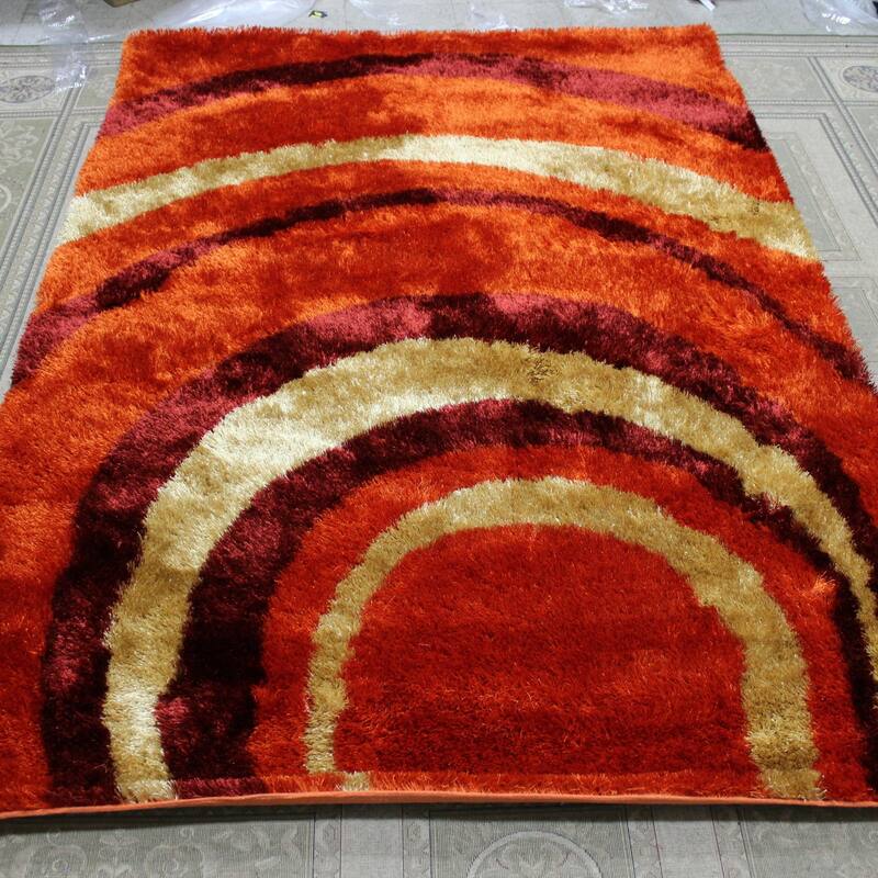 RugBerry Optima Orange Burgundy Beige Abstract Geometric Modern Area Rug - 5' x 7' - Beige/Burgundy/Orange