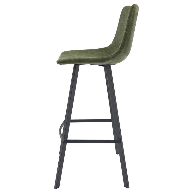 LeisureMod Bar Stool With Iron Legs & Footrest Set of 2 - Olive Green - 18"Dx18"Wx41"H