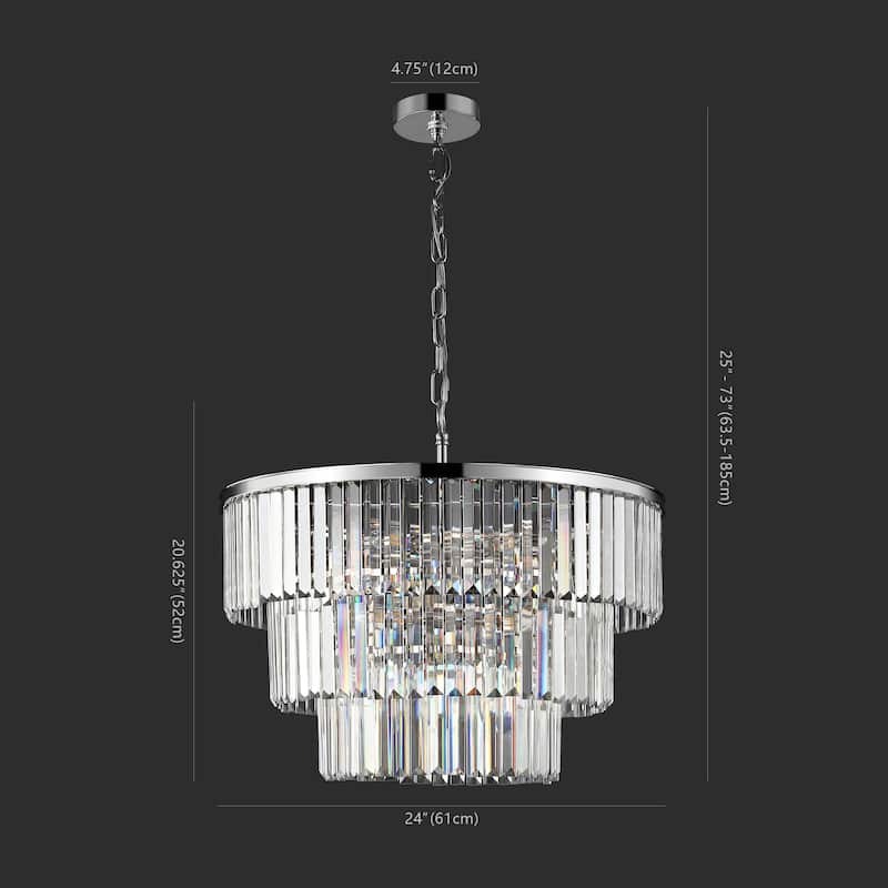 SAFAVIEH Couture Karissa Art Deco 3 Tier Chandelier - 24 IN W x 24 IN D x 21 / 69 IN H