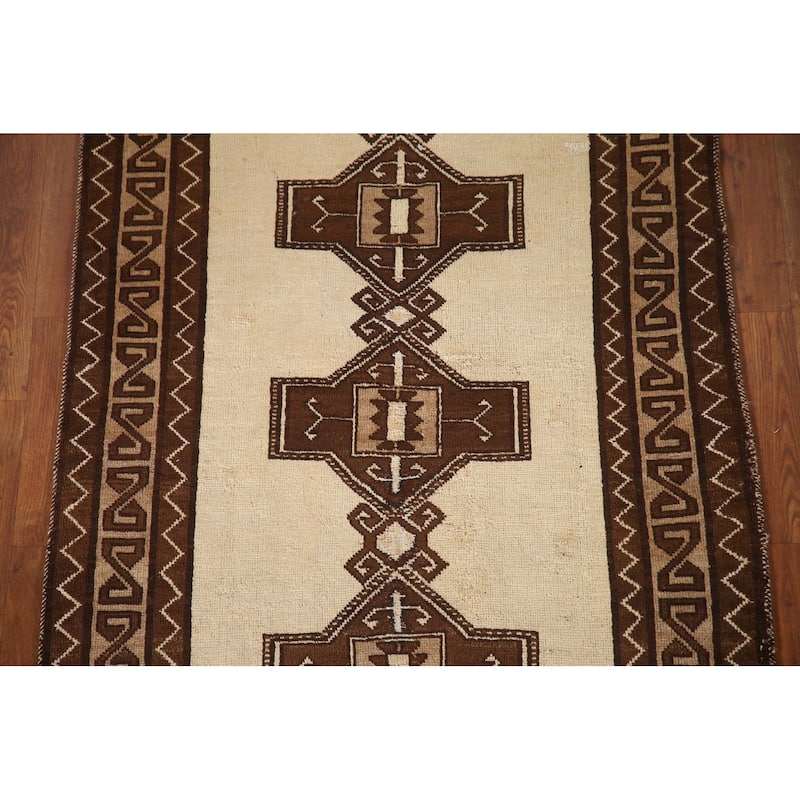 Geometric Gabbeh Persian Vintage Area Rug Handmade Wool Carpet - 3'5"x 6'3"