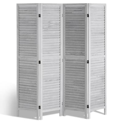 Wood Room Divider, 4 Panel Folding Privacy Screen, 66.9 Inches Tall Indoor Wooden Partition, Portable Decoration Screen, f