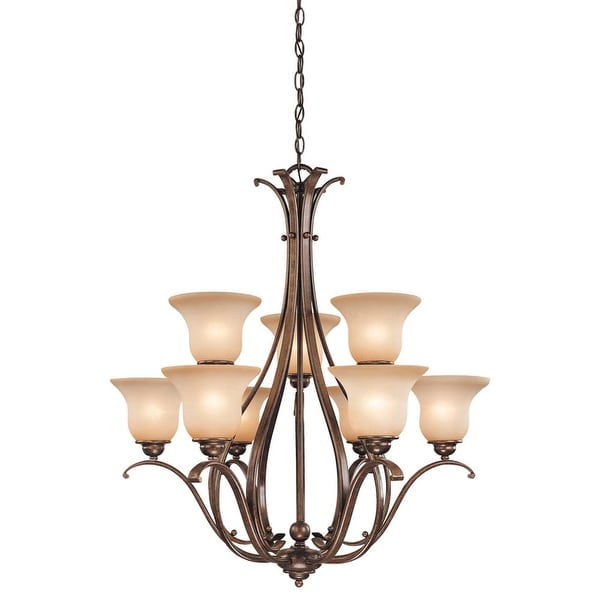 Vaxcel Lighting CH35409 Monrovia 9-Light Two Tier Chandelier with Frosted Glass Shades - 31" Wide