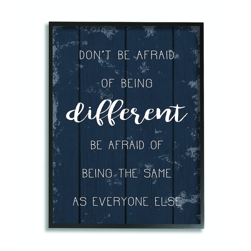 Stupell Don't Be Afraid Blue Wood Texture Inspirational Word Design Framed Wall Art, Design By Artist Daphne Polselli