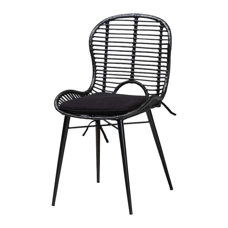 Brenna Modern Bohemian Finished Wood and Rattan Dining Set