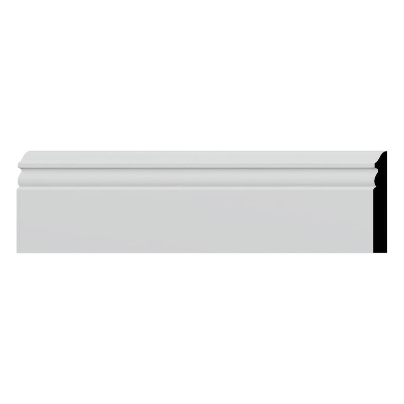WM518: 9/16-in D x 5-1/4-in W x 96-in L Americraft Solid Hardwood Stain Grade Base Moulding - Primed Fingerjoint Pine