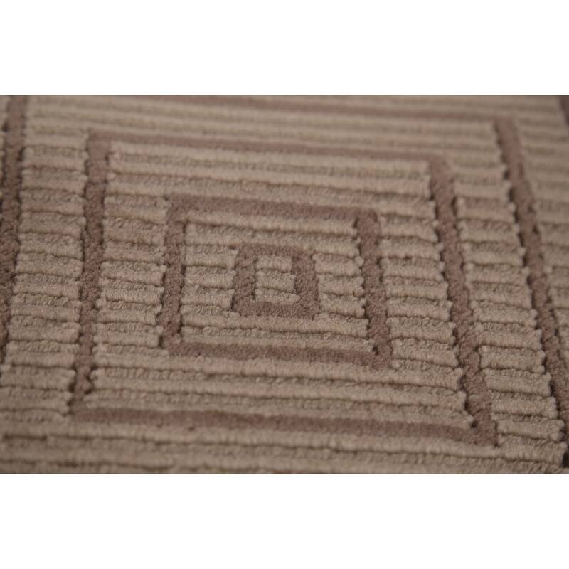 All-Over Geometric Nepalese Modern Area Rug Hand-Knotted Wool Carpet - 6'0"x 8'7"