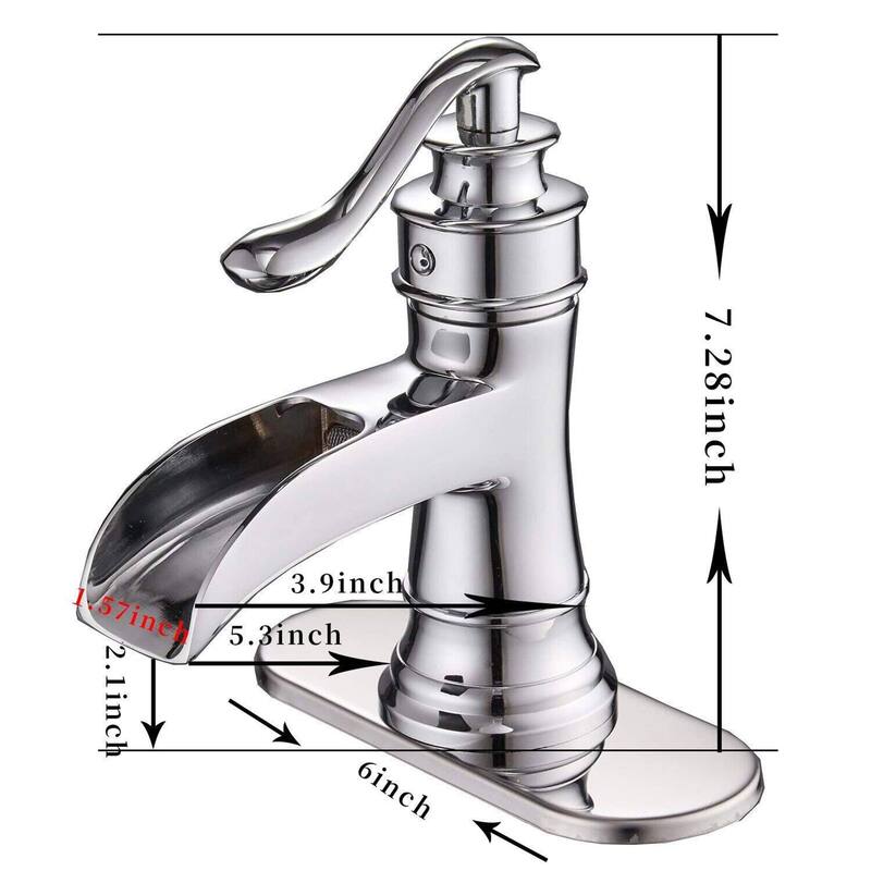 Waterfall Bathroom Faucet With Drain Assembly Single Handle Bathroon Sink Faucets One Hole Modern Basin Taps With Deck Plate