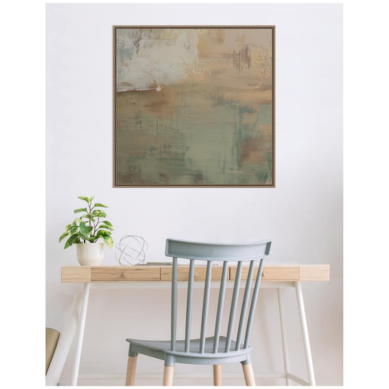 Kate and Laurel Sage Horizon No. 1 by Amy Lighthall Framed Canvas Wall Art Print