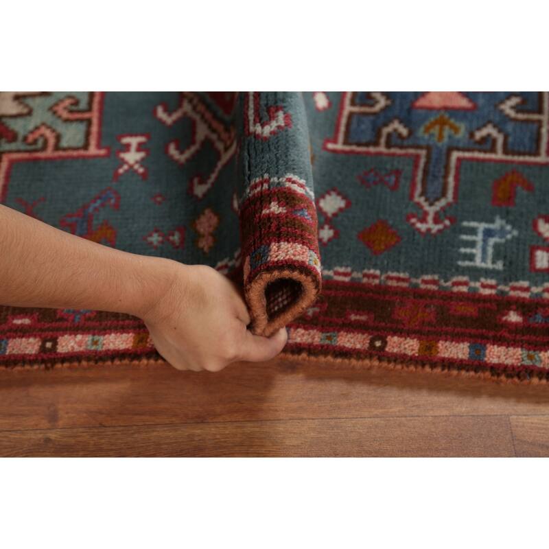 Teal Green Khotan Oriental Runner Rug Hand-Knotted Wool Carpet - 2'6"x 9'9"