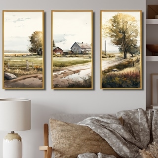 Designart "Path To The Barn II" Barn Landscape Framed Canvas Art Print ...