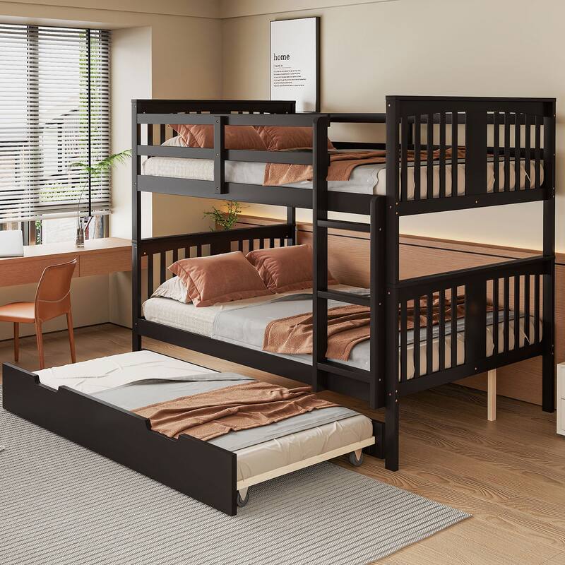 Versatile Full-Over-Full Bunk Bed with Trundle and Durable Construction for All Ages