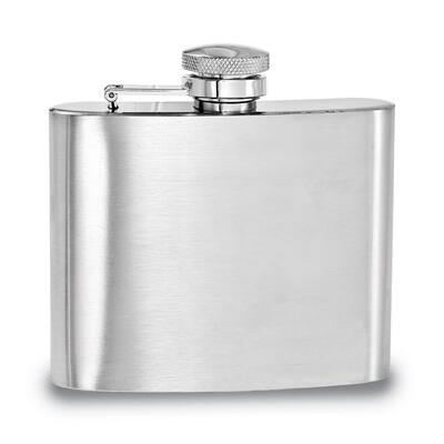 Curata Brushed Stainless Steel 5 Ounce Square Flask with Funnel