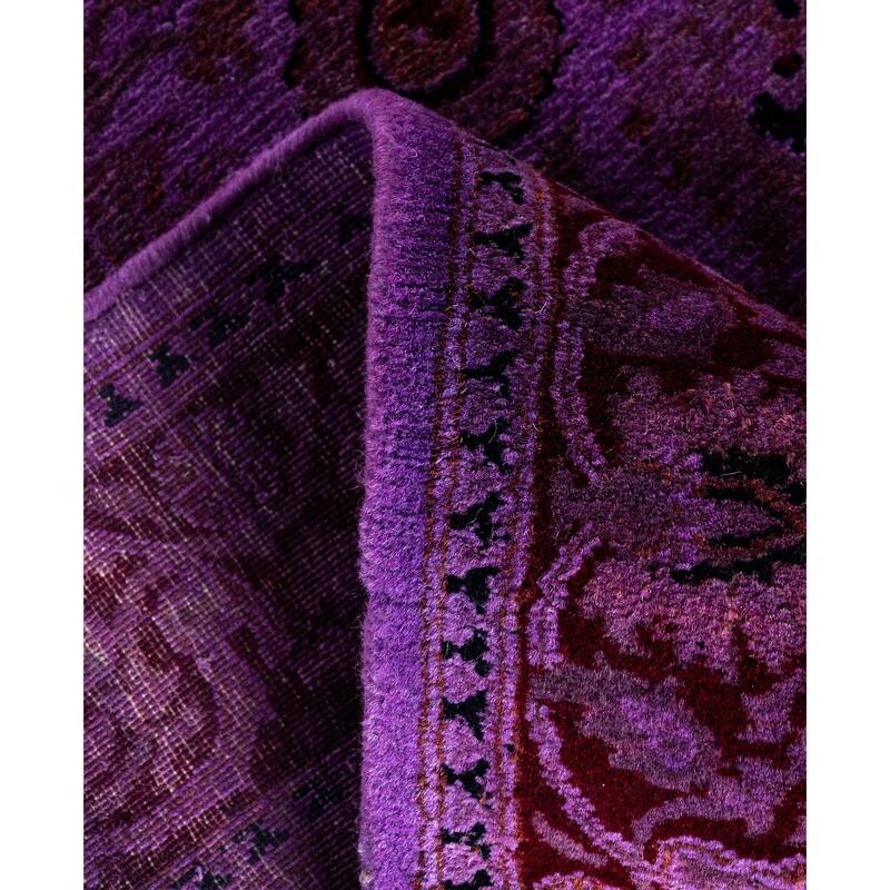 Overdyed One-of-a-Kind Hand-Knotted Area Rug - Purple - 2' 6" x 17' 10"