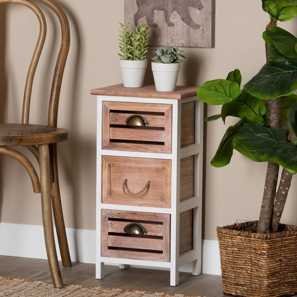 Palta Modern &Contemporary 3-Drawer Wood Storage Unit-White /Oak Brown
