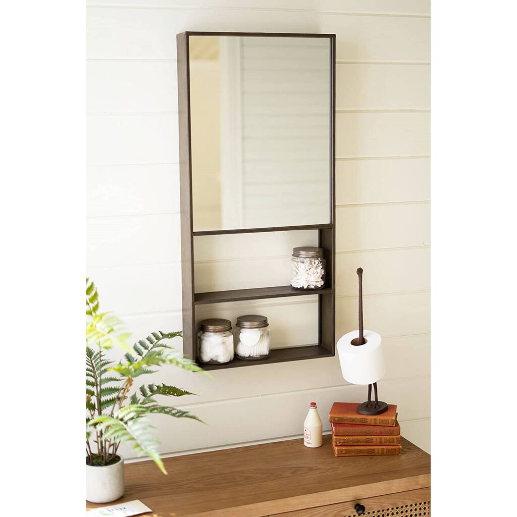 Rectangle Wall Shelf With Black Wood Frame in Wall Decor - 16x 4 x 33.8
