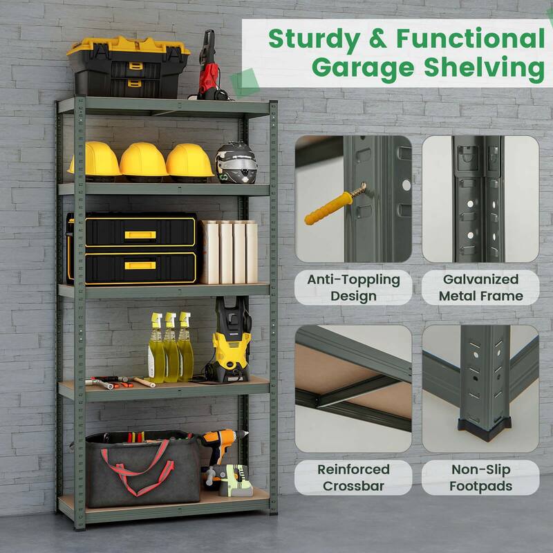 Costway 5 Tier Adjustable Garage Shelving Unit with 2000 lbs Max Load - See Details