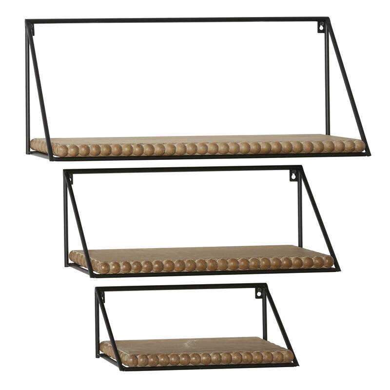 Metal 3 Shelf Wall Shelf - Set of 3 Black - Roche River Decor - Black