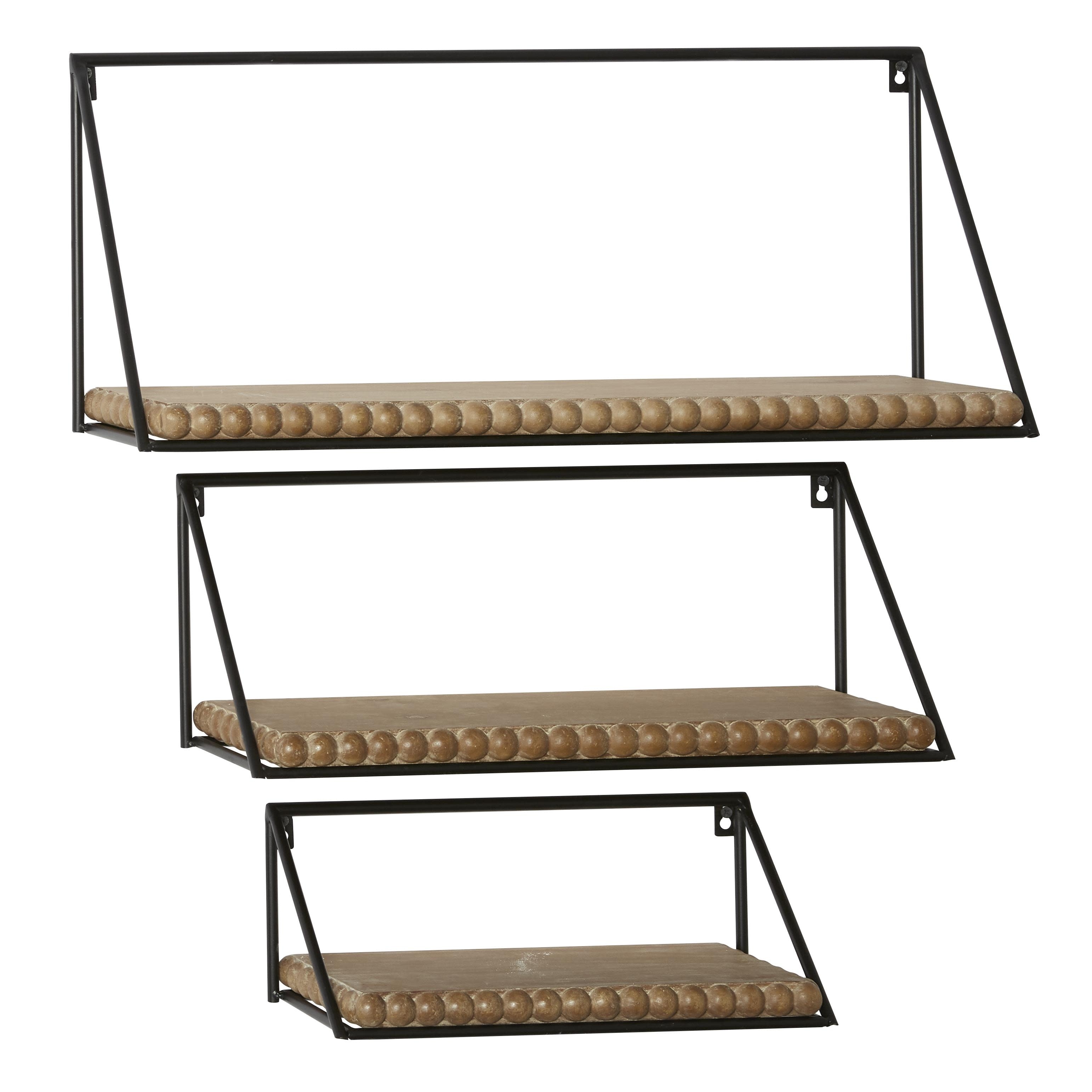 Metal 3 Shelf Wall Shelf - Set of 3 Black - Roche River Decor